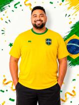 Camiseta Brasil Masculina Copa 2026 Amarela Plus Size Dryfit
