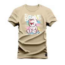 Camiseta Brave Plus Size Grande Gola Redonda Estampa Digital