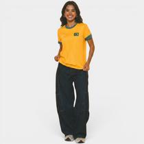Camiseta Braziline Brasil Saga Feminina - Amarelo e Verde - GG Camiseta Braziline Brasil Saga Feminina - Amarelo e Verde - GG