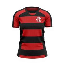 Camiseta Braziline Flamengo Dean Feminina - Preto e Vermelho