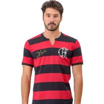 Camiseta Braziline Flamengo Flatri Zico Dourado Masculina - Vermelho/preto