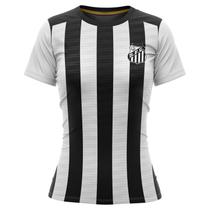 Camiseta Braziline Majestic Santos Feminino - Branco-Preto