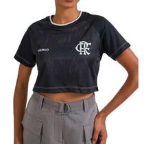 Camiseta Braziline Trama Fla Cropped Feminino - Preto