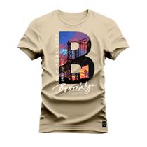 Camiseta Broklyn B Plus Size Grande Confortável Estampa Digital