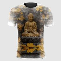 Camiseta Buda Dourado com Folhas