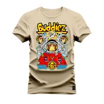 Camiseta Buddiez Estampada Algodão Confortável 30.1 Penteada