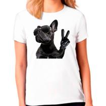 Camiseta Buldog Francês Cachorro Pet Dog Branca Feminina06