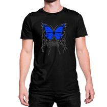 Camiseta Butterfly Borboleta Azul Gótico Punk
