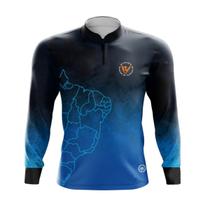 Camiseta By Sports Manga Longa UV30+ Dry Fit Proteção Solar Brasil Azul Tamanho:PP