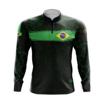 Camiseta By Sports Manga Longa UV30+ Dry Fit Proteção Solar Brasil Preta Tamanho:P Camiseta By Sports Manga Longa UV30+ Dry Fit Proteção Solar Brasil Preta Tamanho:P