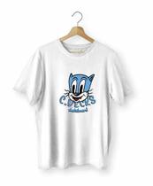 Camiseta c_decks skateboard blue cat branca