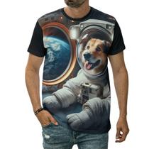 Camiseta Cachorro Astronauta Animal No Espaço Arte Planetas