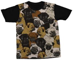 Camiseta Cachorro Pug Camisa Desenho Filhotes