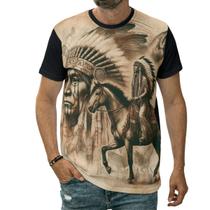 Camiseta Cacique Indígena A Cavalo Cocar Chefe De Tribo Arte
