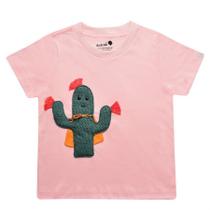 Camiseta cacto Vitória manga curta rosa