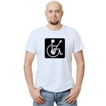 Camiseta Cadeirante Rockeiro Rock Camisa Personalizada Blusa Adulto Algodão com Poliéster