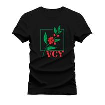 Camiseta Café V C Y Algodão Tecido Macio