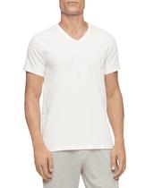 Camiseta Calvin Klein Cotton Classics com decote em V para homens branca, pacote com 5