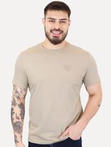 Camiseta Calvin Klein Jeans Masculina Egyptian Cotton CK Rubber Badge Cáqui Médio