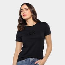 Camiseta Calvin Klein Logo Flocado Manga Curta Feminina