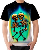 Camiseta Camisa Ads Casal Caveira Crânio Esqueleto 4