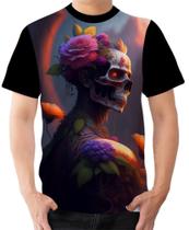 Camiseta Camisa Ads Caveira Crânio Morte Flores