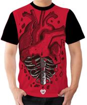 Camiseta Camisa Ads coração anatomia ossos