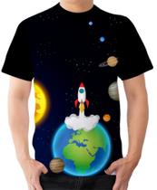 Camiseta Camisa Ads Foguete Decolagem Planeta Galáxia 1