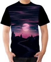 Camiseta Camisa Ads Paisagem Estrada Trilha Lua por do Sol