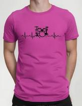 Camiseta Camisa Adulto Feminina Masculina Algodão Música Músico Intrumento Bateria Sinais Vitais
