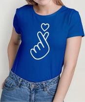 Camiseta Camisa Adulto Feminina Masculina Algodão Serie de Dorama Símbolo Dedo Coração Kpop