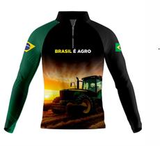 Camiseta camisa Agro Proteção Solar Uv50+ Agricultura percuaria com ziper gola alta