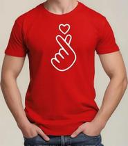 Camiseta Camisa Algodão Adulto Feminina Masculina Serie de Dorama Símbolo Dedo Coração Kpop