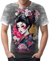 Camiseta Camisa Arte Oriental Mulher Gueixa Beleza Samurai 1 Camiseta Camisa Arte Oriental Mulher Gueixa Beleza Samurai 1