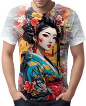 Camiseta Camisa Arte Oriental Mulher Gueixa Beleza Samurai 2