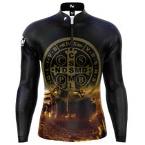 Camiseta Camisa Blusa Agro Medalha São Bento Trator Com Zíper Proteção Uv50