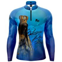 Camiseta Camisa Blusa Agro Pesca Religiosa Nossa Senhora Aparecida Com Zíper Proteção Uv50