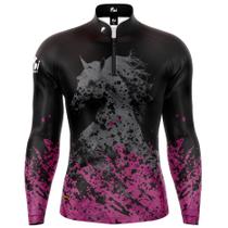 Camiseta Camisa Blusa Agro Raiz Cavalo Pink Bruta Com Zíper Proteção Uv50 Camiseta Camisa Blusa Agro Raiz Cavalo Pink Bruta Com Zíper Proteção Uv50