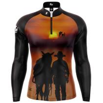 Camiseta Camisa Blusa Agropecuária Peão Cavalo Agro Com Zíper Proteção Uv50