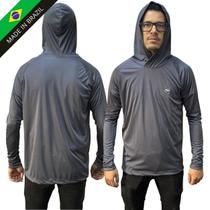 Camiseta Camisa Blusa Básica Com Capuz Cinza Proteção Solar Uv50