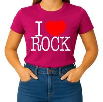 Camiseta Camisa Blusa Feminina Masculina Unissex 100% Algodão I Love Rock Eu Amo Rock MD1