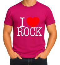 Camiseta Camisa Blusa Feminina Masculina Unissex 100% Algodão I Love Rock Eu Amo Rock MD1