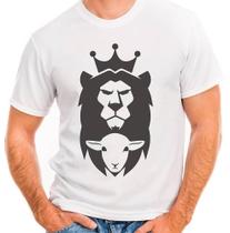 Camiseta Camisa Blusa Gospel Religiosa Evangélica CORDEIRO E LEÃO