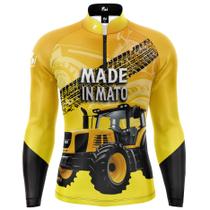 Camiseta Camisa Blusa Made in Mato Trator Agricultura Brasil Com Zíper Proteção Uv50