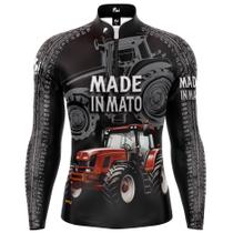 Camiseta Camisa Blusa Made in Mato Trator Brasil Agro Com Zíper Proteção Uv50
