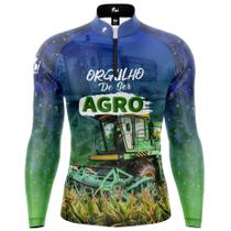 Camiseta Camisa Blusa Orgulho de ser Agro Trator Com Zíper Proteção Uv50