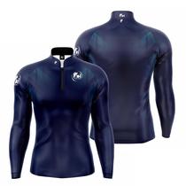 Camiseta Camisa Blusa Pesca Básica Azul Com Proteção Uv50