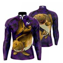 Camiseta Camisa Blusa Pesca Peixe Carpa Dourada Com Proteção Uv50