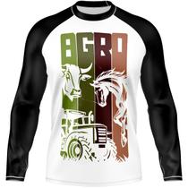 Camiseta Camisa Blusa Ranglan Agro Boi Cavalo e Trator Com Proteção Uv50