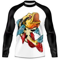 Camiseta Camisa Blusa Ranglan Pesca Esportes Peixe Tucúnare Com Proteção Uv50